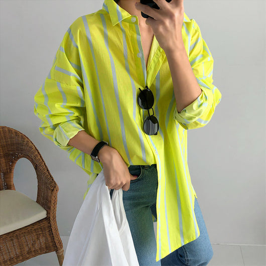 Camisa Boyfriend Suelta de Largo Medio - Corte Slim