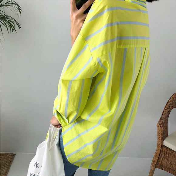 Camisa Boyfriend Suelta de Largo Medio - Corte Slim