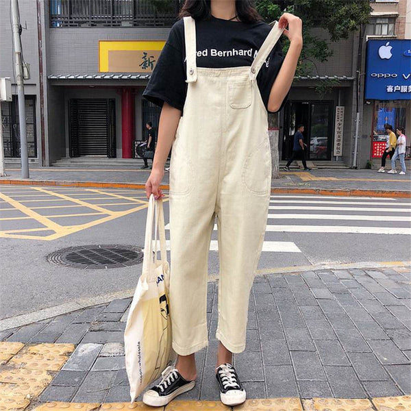 Pantalón Jumpsuit Coreano Suelto y Ligero de Corte Recto