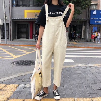 Pantalón Jumpsuit Coreano Suelto y Ligero de Corte Recto