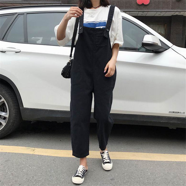 Pantalón Jumpsuit Coreano Suelto y Ligero de Corte Recto