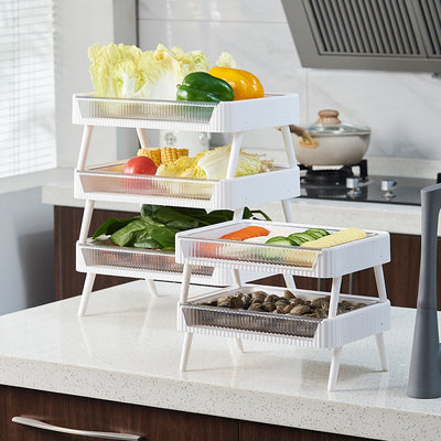 Organizador de Cocina Plegable con Canasta de Drenaje para Frutas y Verduras