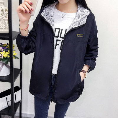 Chamarra Cortavientos Estilo Universitario Holgada Manga Larga para Mujer - Image 11