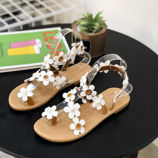 Sandalias Romanas Plus Size para Mujer - Cómodas Planas con Flores para Playa - Image 10