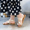Sandalias Romanas Plus Size para Mujer - Cómodas Planas con Flores para Playa