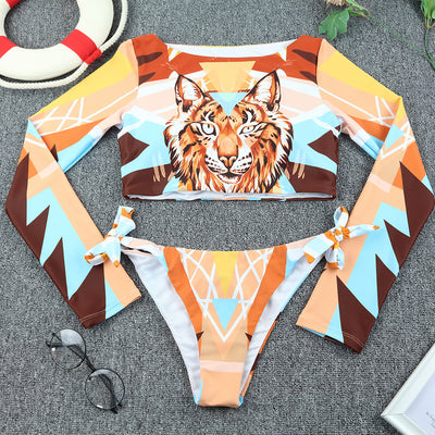 Traje de Baño Leopardo con Manga Larga y Protección Solar - Image 16