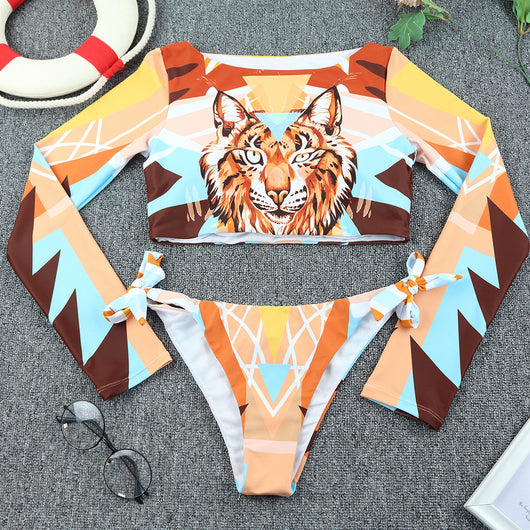 Traje de Baño Leopardo con Manga Larga y Protección Solar - Image 16