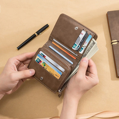 Billetera Retro Trifold para Hombre - Diseño Europeo Multifuncional - Image 5