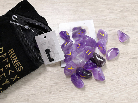 Piedras Rúnicas de Cristal Natural para Adivinación - Set Completo con Caja - Image 3