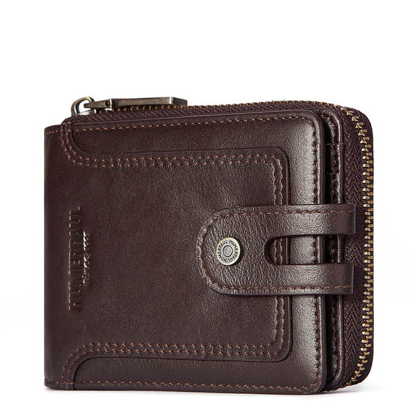 Billetera Corta de Cuero para Hombre con Protección Antirrobo