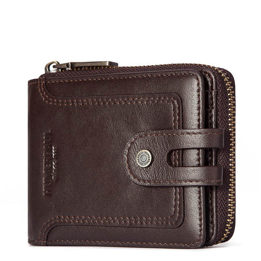 Billetera Corta de Cuero para Hombre con Protección Antirrobo