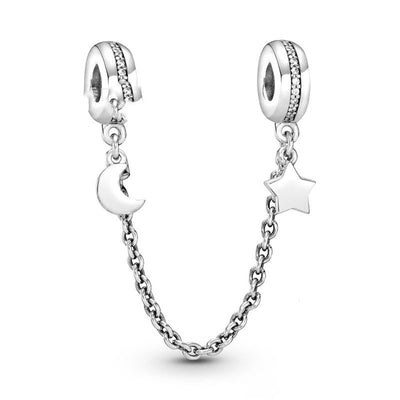 Pulsera de Plata 925 Luna y Estrella Brillante con Cierre de Seguridad - Image 11