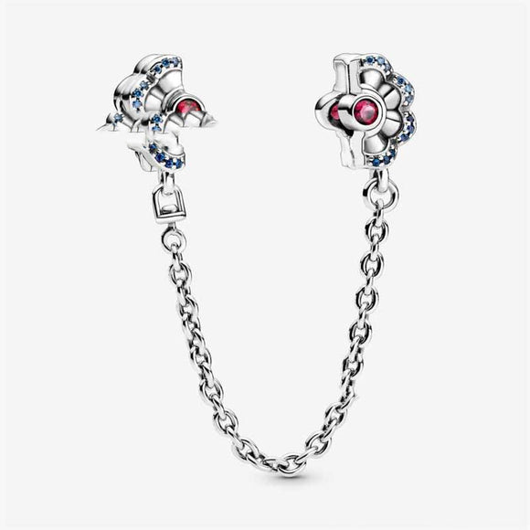 Pulsera de Plata 925 Luna y Estrella Brillante con Cierre de Seguridad