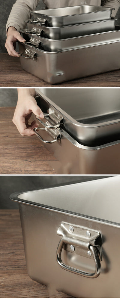 Recipiente Cuadrado de Acero Inoxidable con Tapa y Asa para Alimentos - Image 10