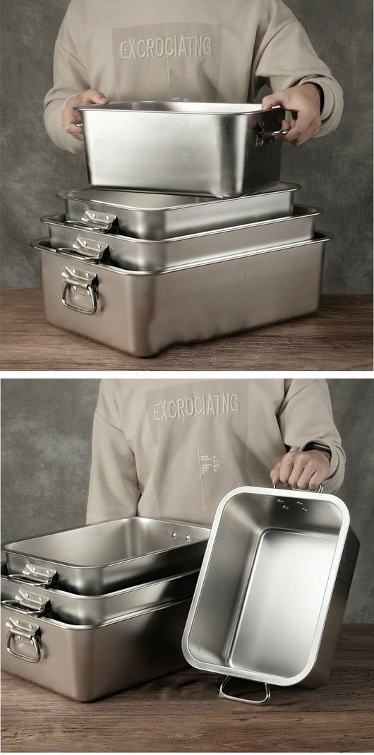 Recipiente Cuadrado de Acero Inoxidable con Tapa y Asa para Alimentos - Image 7
