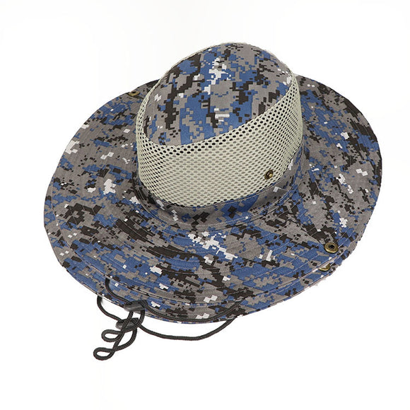 Gorro de Camuflaje Digital con Ala Ancha - Gorro Pescador Protección Solar