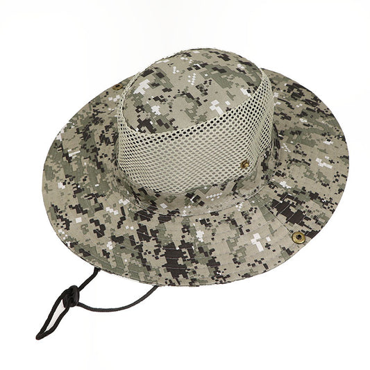 Gorro de Camuflaje Digital con Ala Ancha - Gorro Pescador Protección Solar