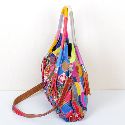 Bolso Bandolera de Cuero con Contraste de Colores - Diseño Moderno para Mujer - Image 2