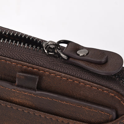 Billetera Vertical de Cuero para Hombre - Estilo Retro con Cierre de Cremallera - Image 10
