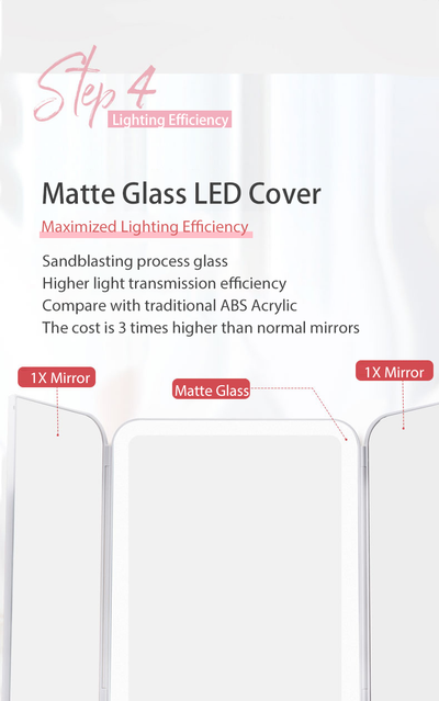 Espejo de Maquillaje Tríptico con Luz LED y Aumento 10X - Image 18