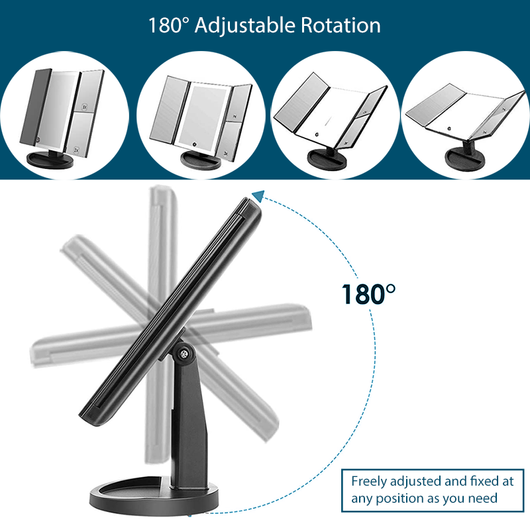 Espejo de Maquillaje Tríptico con Luz LED y Aumento 10X - Image 25