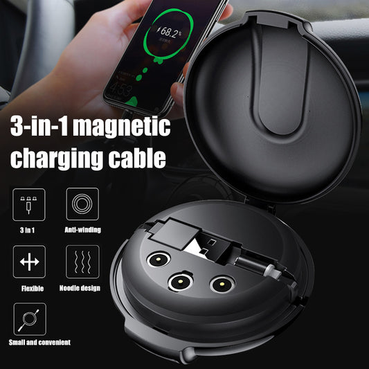 Cargador Magnético 3 en 1 Retráctil con Soporte para Auto