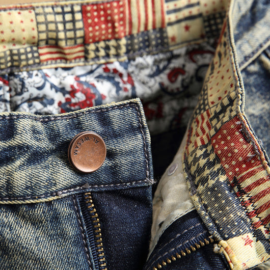 Pantalones Cortos Vaqueros para Hombre con Parches Retro y Diseño Rasgado - Image 9
