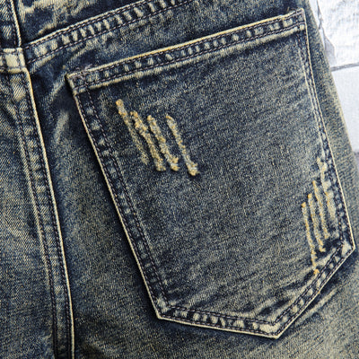 Pantalones Cortos Vaqueros para Hombre con Parches Retro y Diseño Rasgado - Image 5