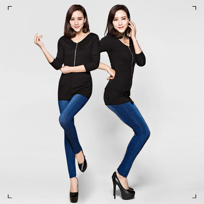 Leggings Skinny de Mezclilla Azul Puro para Mujer - Primavera, Otoño y Verano - Image 10