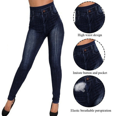 Leggings Skinny de Mezclilla Azul Puro para Mujer - Primavera, Otoño y Verano - Image 7