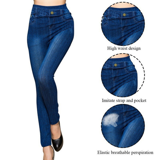 Leggings Skinny de Mezclilla Azul Puro para Mujer - Primavera, Otoño y Verano - Image 2