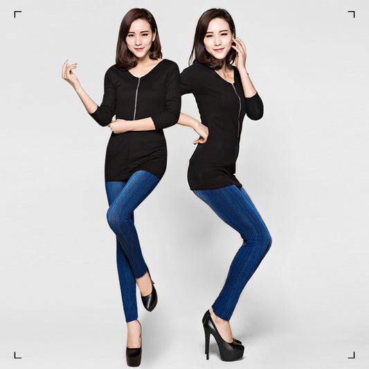 Leggings Skinny de Mezclilla Azul Puro para Mujer - Primavera, Otoño y Verano
