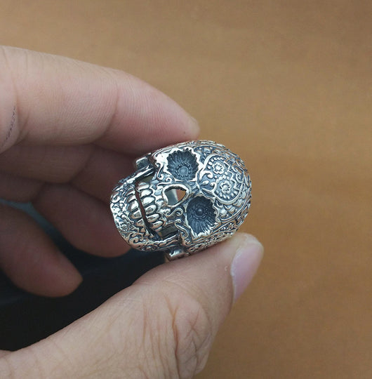 Anillo de Calavera Tailandés de Plata Maciza - Diseño Vintage Dominante para Hombre - Image 5