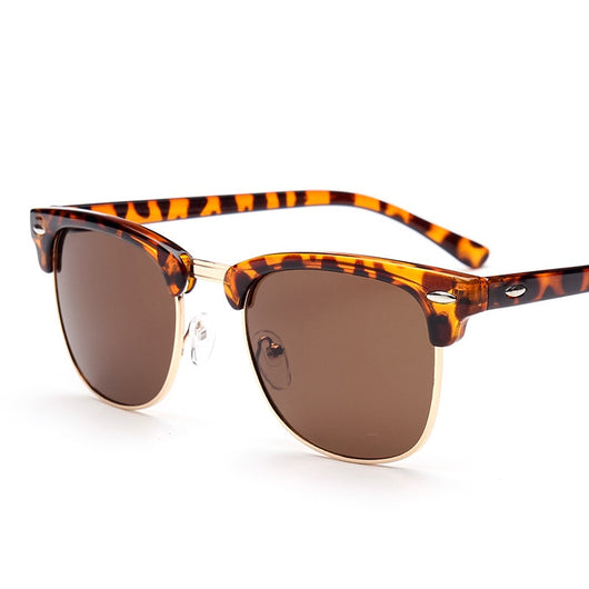 Retro clubmaster sunglasses with black frames, dark lenses, and gold-tone metal accents, shown from multiple angles. - Image 3