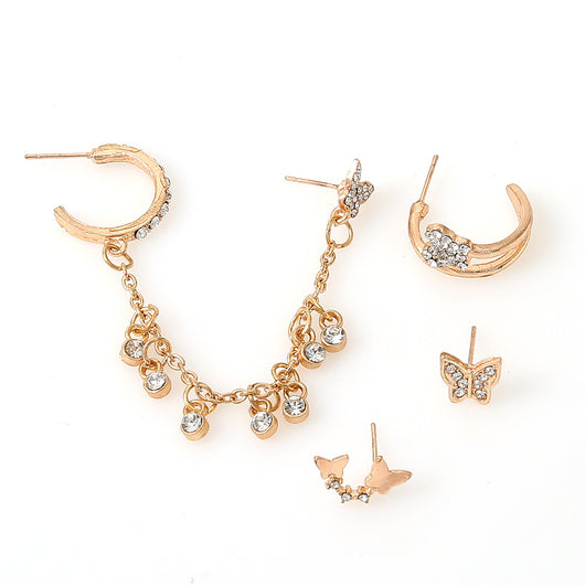 Juego de Aretes Mini Moda Estrella Luna Mariposa Studs Pequeños Cruces Corazón Punk Piercing Pendientes Joyería - Image 3