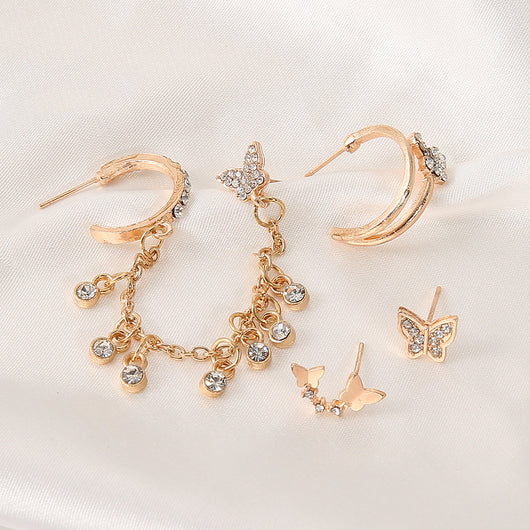 Juego de Aretes Mini Moda Estrella Luna Mariposa Studs Pequeños Cruces Corazón Punk Piercing Pendientes Joyería - Image 5