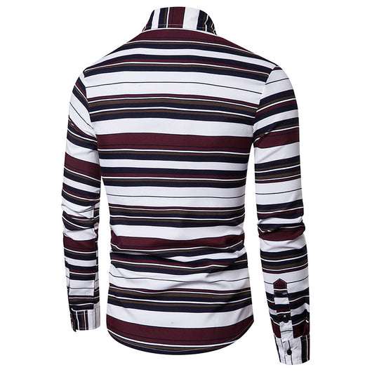 Camisa Casual de Manga Larga con Estampado y Rayas - Image 7