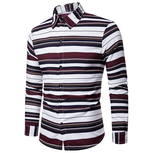 Camisa Casual de Manga Larga con Estampado y Rayas - Image 2