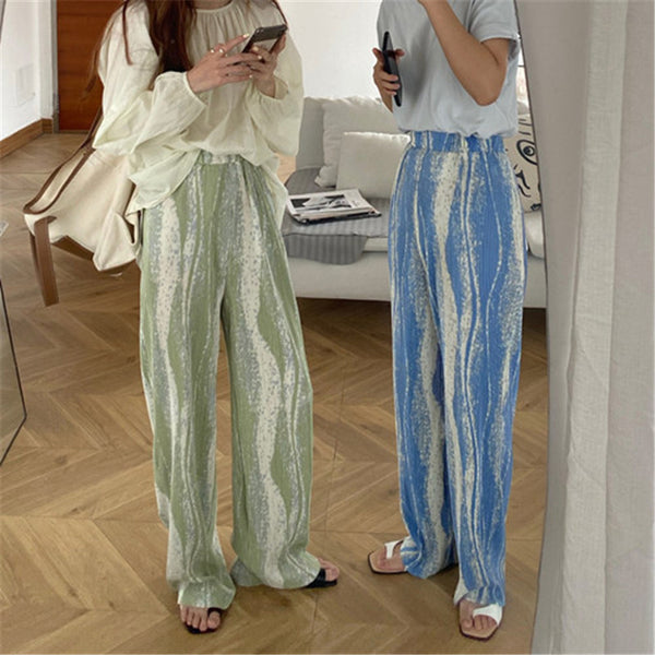 Pantalón Ancho Plisado Casual de Talle Alto y Corte Delgado