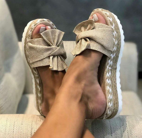 Sandalias Cuña con Moño para Mujer - Comodidad y Estilo