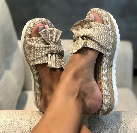 Sandalias Cuña con Moño para Mujer - Comodidad y Estilo