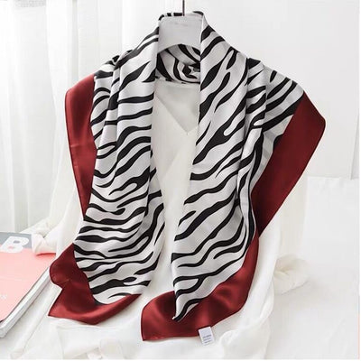 Pañuelo de Seda Estampado Cebra - Seda Mulberry Crepe Satinado