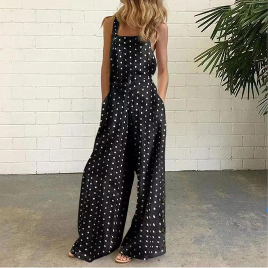 Jumpsuit de Algodón y Lino con Tirantes Estampados