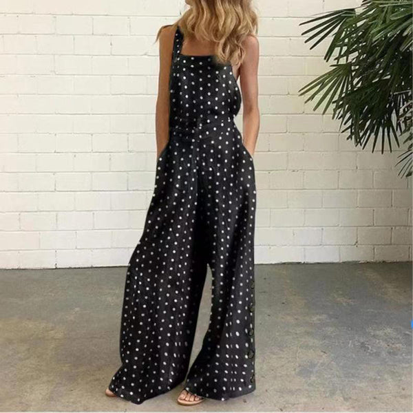 Jumpsuit de Algodón y Lino con Tirantes Estampados