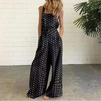 Jumpsuit de Algodón y Lino con Tirantes Estampados