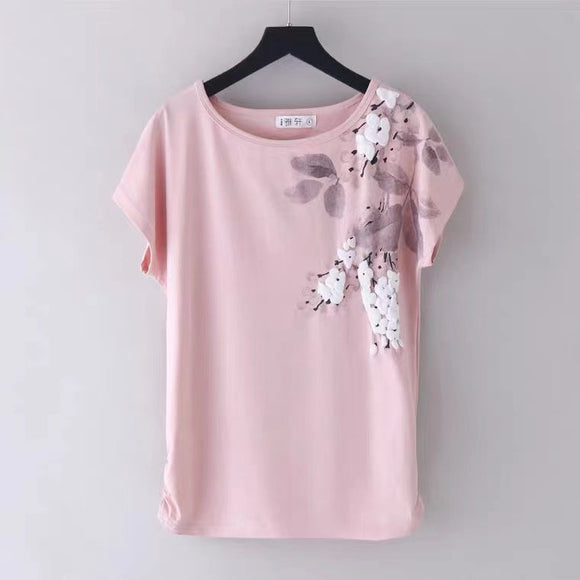 Camiseta Feminina Branca Solta de Manga Curta - Ideal para o Verão