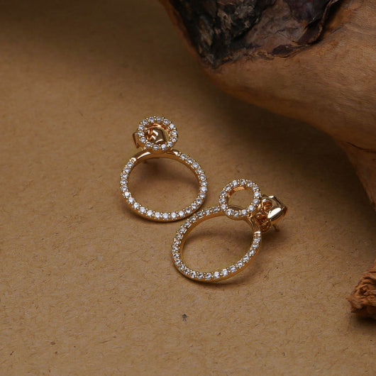 Aretes de Botón Circulares con Micro Pavé de Zirconia Delantera y Trasera
