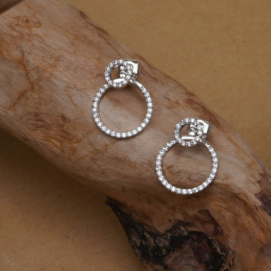 Aretes de Botón Circulares con Micro Pavé de Zirconia Delantera y Trasera - Image 2