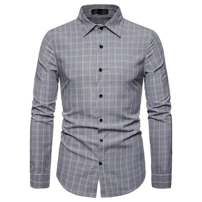 Camisa Casual de Cuadros para Negocios de Manga Larga - Image 10