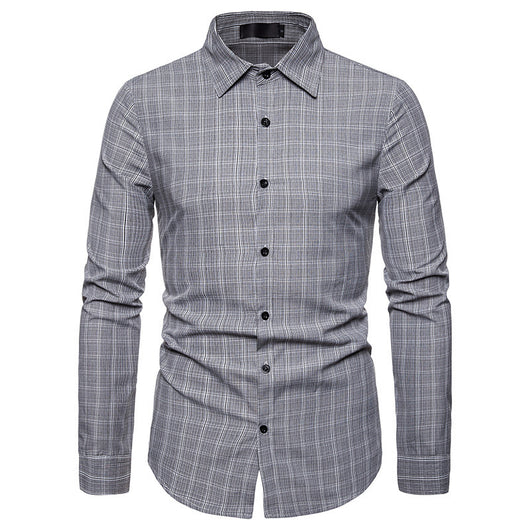 Camisa Casual de Cuadros para Negocios de Manga Larga - Image 10